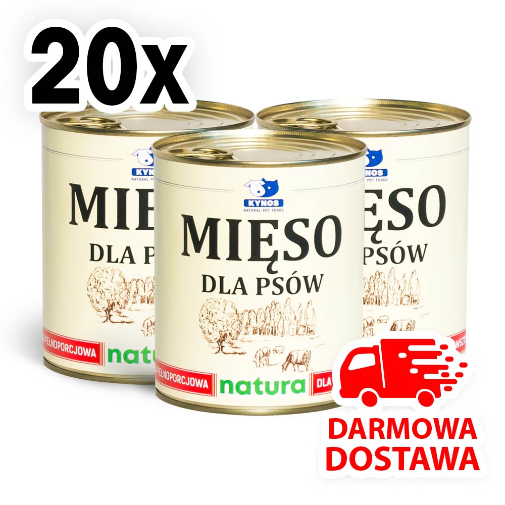 paczka 20szt. Mięso dla psów NATURA, puszka 800g