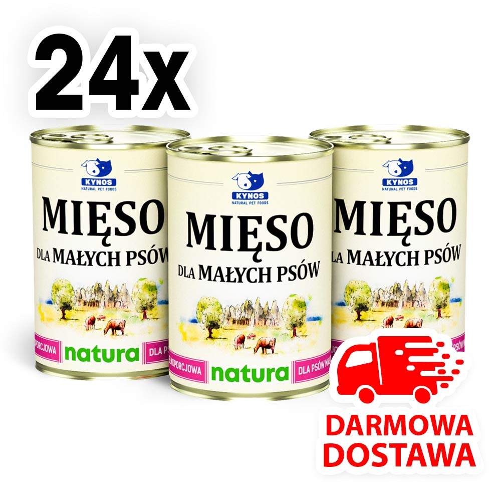 paczka 24szt. Mięso dla małych psów NATURA, puszka 400g